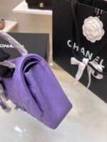 Chanel Classic Timeless Small Crossbody Bag 10in/ 25cm Caviar Violet Silver Hardware For Women - Image 8