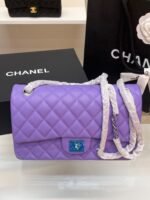 Chanel Classic Timeless Small Crossbody Bag 10in/ 25cm Caviar Violet Silver Hardware For Women - Image 2