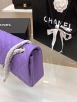 Chanel Classic Timeless Small Crossbody Bag 10in/ 25cm Caviar Violet Silver Hardware For Women - Image 9