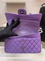 Chanel Classic Timeless Small Crossbody Bag 10in/ 25cm Caviar Violet Silver Hardware For Women - Image 3