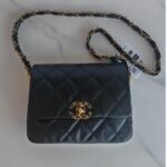 Chanel Wide Shoulder Bag 8.1in/ 20.5cm Black Gold Hardware For Women - Image 3