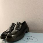 Prada Chocolate Patent Loafers Black For Women 1.9 in/ 5cm 1D246M_JHR_F0002_F_B050 - Image 2