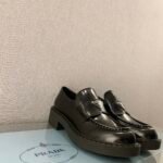 Prada Chocolate Patent Loafers Black For Women 1.9 in/ 5cm 1D246M_JHR_F0002_F_B050 - Image 5