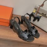 Hermes Eternite Sandal Noir For Women 2.7in/7cm H222275Z 02375 - Image 6