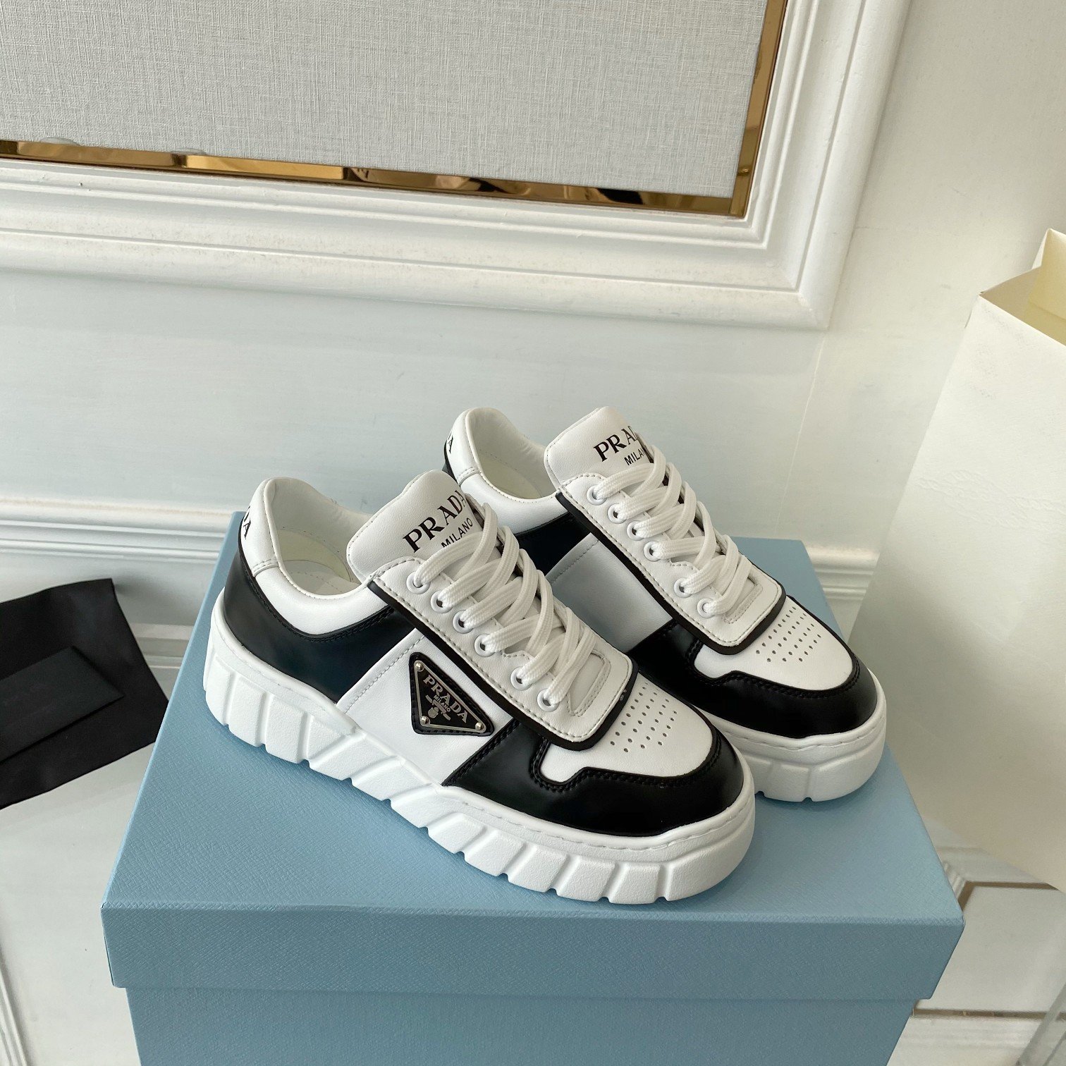 d-6-17.jpg Prada Women's Gabardine Sneakers Black For Women LV - Image 1