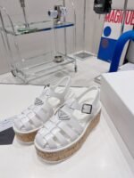 Prada Rubber Wedge Platform Sandals White For Women 2.9in/75mm PRD 1X853M_3LLP_F0009_F_B075 - Image 3