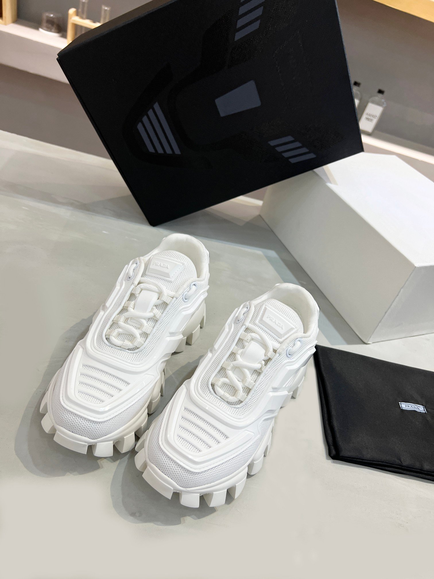 d1a30d5f.jpg Prada Cloudbust Thunder Sneakers White For Women PRD ?1E819L_3KR2_F0009_F_050 - Image 1