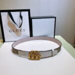 Gucci GG Belt With Double G Buckle Beige/White ‎625839 92TLC 9761