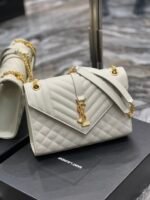 Saint Laurent Envelope Medium Chain Bag White - Image 9
