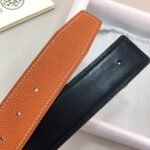 Hermes H Guillochee Belt Buckle & Reversible Orange For Women, Women Belt - Image 5