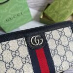 Gucci Ophidia GG Zip Around Wallet Beige With Red and Dark Blue Stripes With Silver Hardware For Men 8in/19cm GG - Image 4