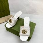 Gucci Double G Slide Sandal Chevron Matelasse White For Women GG 674839 BKO00 9022