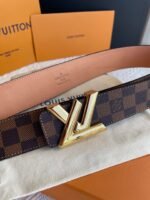 Louis Vuitton Twist Iconic Initiales LV Belt Damier Infini Canvas Brown Gold Finishing LV Belt - Image 4