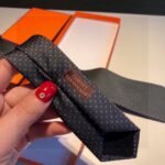 Hermes Tie 7 Faconnee New H Tie Noir Hermes Men Tie H036201T 01 - Image 7
