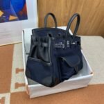 Hermes Birkin Cargo 25 Top Handle Bag 9.8in/ 25cm Dark Blue Silver Hardware For Women - Image 3