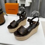 Louis Vuitton Women's Starboard Wedge Sandal Black And Brown For Women LV