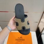 Hermes Izmir Sandals Black/ Beige For Men - Image 7