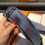 Hermes Tie With Spiral Pattern Grey Hermes Men Tie - Image 2
