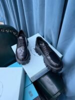 Prada Monolith Brushed Lace-Up Shoes Black For Women 2.4in/60mm PRD 2EE356_B4L_F0002 - Image 3