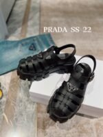 Prada Foam Rubber Sandals Black For Women 2.2in/55mm PRD 1X853M_3LKK_F0002_F_055 - Image 3