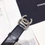 Chanel Black Belt With Double C Buckle Silver-Toned Metal Women Belt - Image 4