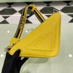 Prada Saffiano Triangle Shoulder Bag 11in/ 28cm Yellow Silver Hardware For Women 2VH155_2FAD_F0377_V_OOO - Image 3