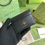Gucci Animalier Card Case Black with Metal Bee For Men 4in/10cm GG 523685 DJ20T 1000 - Image 2