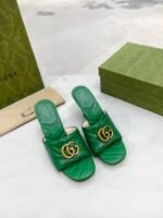 Gucci Double G Slide Sandal Chevron Matelasse Green For Women GG ‎674839 BKO00 3120 - Image 7