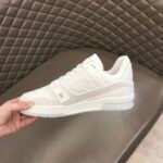Louis Vuitton Trainer Sneaker Monogram Patent Canvas White Virgil Abloh For Men LV 1A9G53 - Image 3