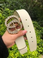 Gucci Belt Beaded Double G White GG, Women Belt ‎453260 - Image 2