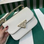 Prada Embleme Saffiano Shoulder Bag 8.6in/ 22cm White Gold Hardware For Women 1BD320_2A4A_F0009_V_UTO - Image 6