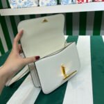 Prada Embleme Saffiano Shoulder Bag 8.6in/ 22cm White Gold Hardware For Women 1BD320_2A4A_F0009_V_UTO - Image 7