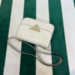 Prada Embleme Saffiano Shoulder Bag 8.6in/ 22cm White Gold Hardware For Women 1BD320_2A4A_F0009_V_UTO - Image 10