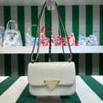 Prada Embleme Saffiano Shoulder Bag 8.6in/ 22cm White Gold Hardware For Women 1BD320_2A4A_F0009_V_UTO - Image 2