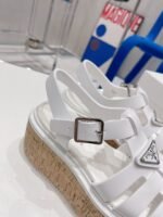 Prada Rubber Wedge Platform Sandals White For Women 2.9in/75mm PRD 1X853M_3LLP_F0009_F_B075 - Image 2
