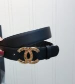 Chanel Belt With Double C Buckle Black With Full Gold Toned Hardware Women Belt - Image 4