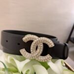 Chanel Twinkle Pearl Interlocking C Buckle Belt Black For Women - Image 2
