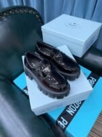 Prada Monolith Brushed Loafers Black For Women 2.4in/60mm - Image 3