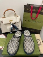 Gucci Men's GG Slipper With Horsebit Blue For Men GG Shoes ‎694249 96G60 4073 - Image 3