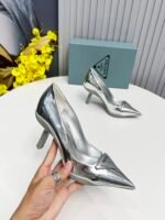 Prada Brushed Slingback Pumps Silver For Women PRD - Image 2