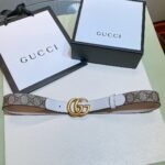 Gucci GG Belt With Double G Buckle Beige/White ‎625839 92TLC 9761 - Image 3