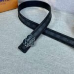 Louis Vuitton Initiales Reversible LV Belt Damier Graphite with Silver Toned Hardware LV Women Belt