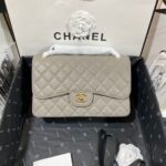 Chanel Classic Flap Bag Large Crossbody 11.8in/ 30cm Grey Gold Hardware For Women - Image 7