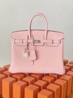 Hermes Birkin Nata Togo Leather Pink For Women Silver Toned Hardware 10in/25cm