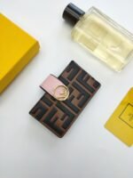 Fendi Card Holder Brown With Pink Gusseted Card Holder For Women 4in/10cm FF - Image 4