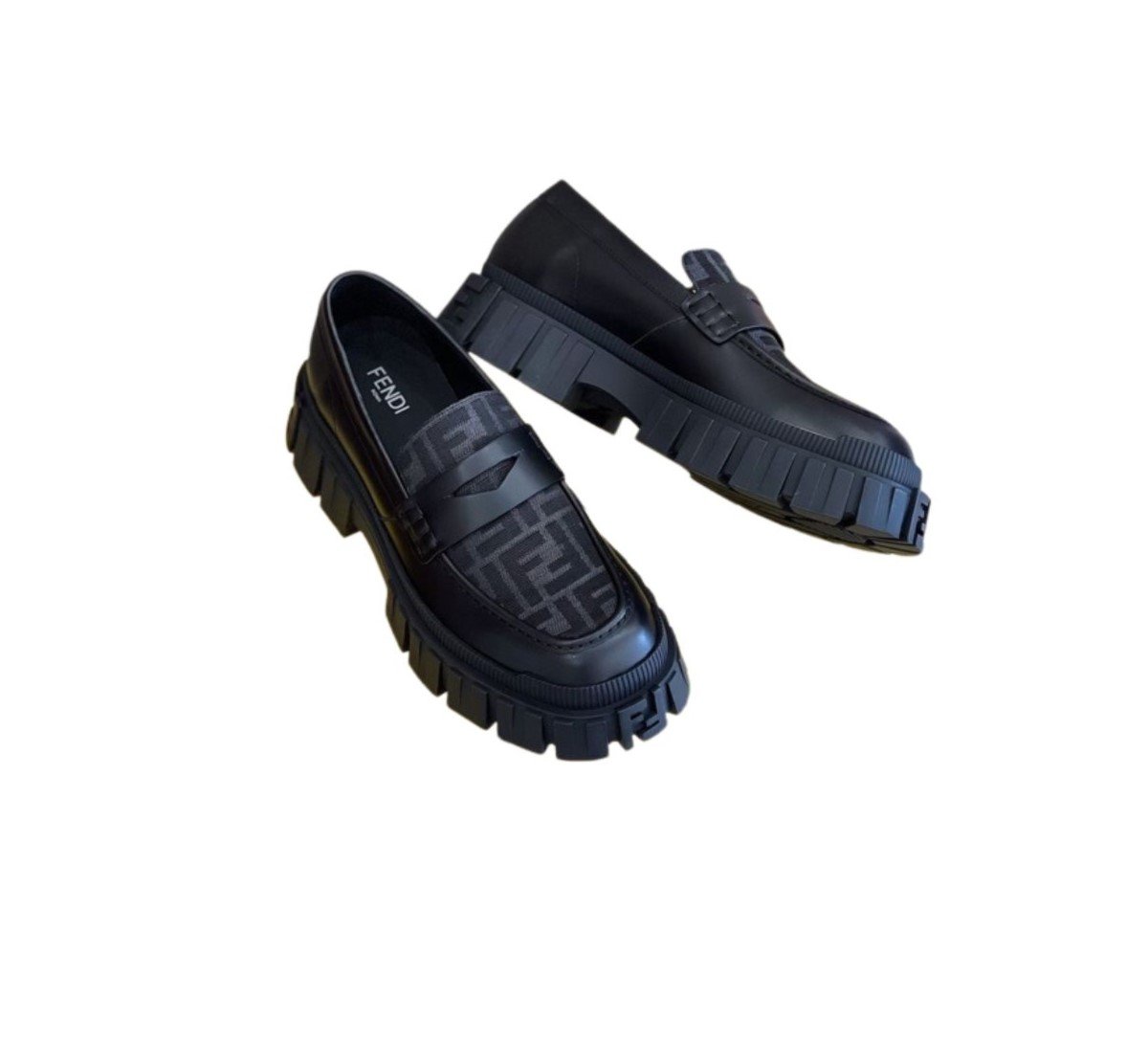1604 - 1 Fendi FD O’Lock Nubuck Loafers Black For Men - Image 1