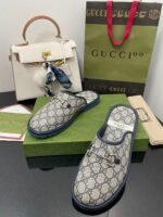 Gucci Men's GG Slipper With Horsebit Blue For Men GG Shoes ‎694249 96G60 4073 - Image 2