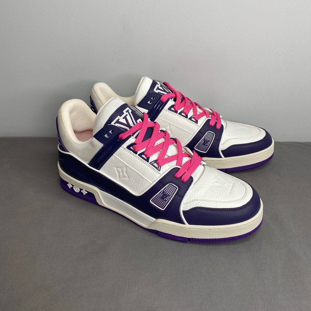 ff375feb.jpg Louis Vuitton Trainer Sneaker Mix Of Materials White/Purple Virgil Abloh For Men LV - Image 1