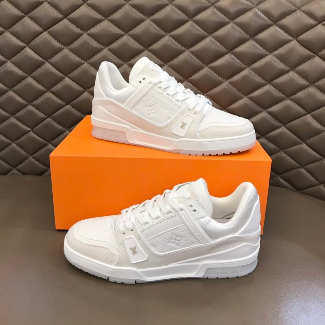 ffaf6544.jpg Louis Vuitton Trainer Sneaker Monogram Patent Canvas White Virgil Abloh For Men LV 1A9G53 - Image 1