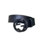Gucci GG Marmont Circle Buckle Belt Black Leather With Black Trim 40mm